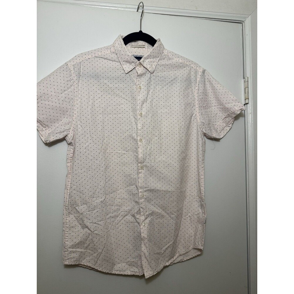 Denim & Flower Men’s Slim Fit Pink Pokadot Shirt Size Small